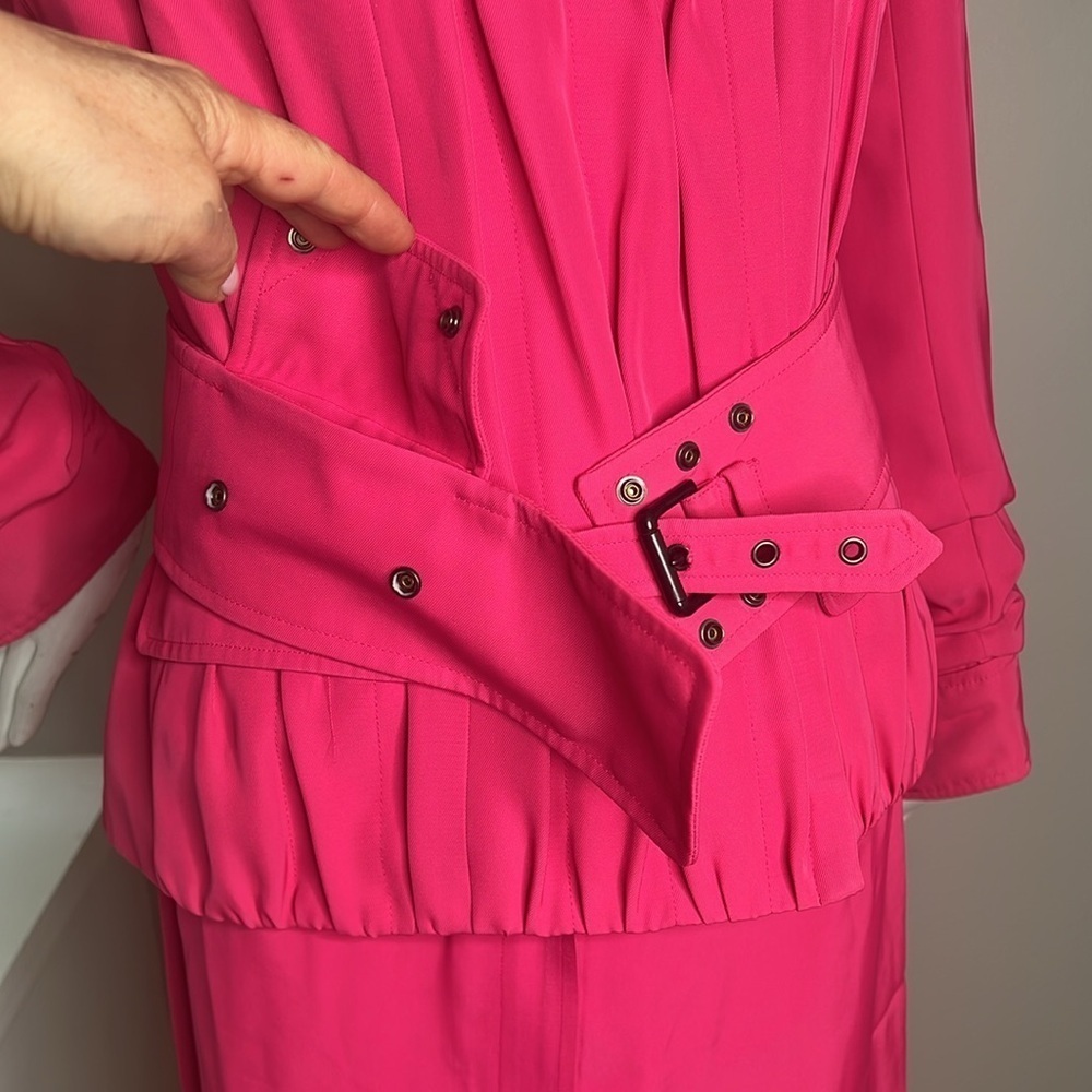 Yves Saint Laurent YSL Sz 38 Pink Vintage Three Piece Skirt Jacket Belt Suit - Picture 15 of 16